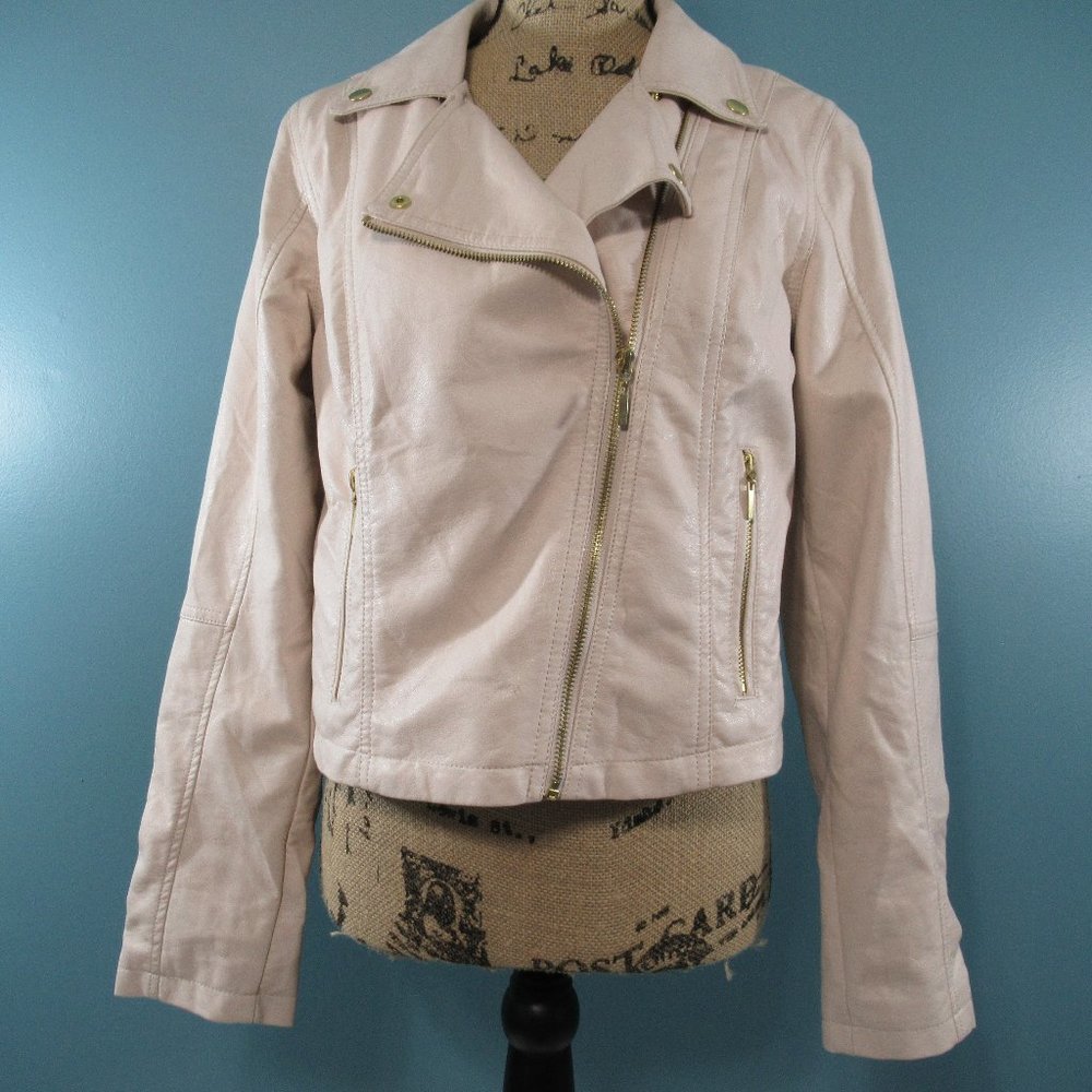 JLO Jennifer Lopez Beige Moto Jacket - Picture 1 of 11